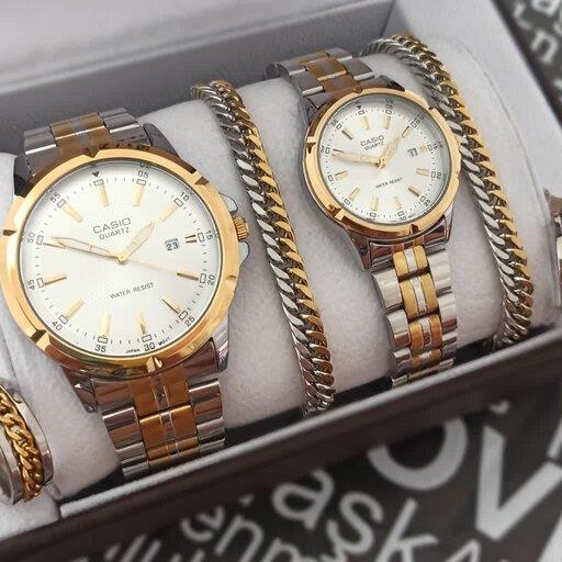 ساعت مچی ست مردانه و زنانه کاسیو بدنه استیل CASIO